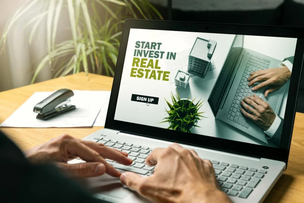Real estate crowdfunding investment concept with multiple investors